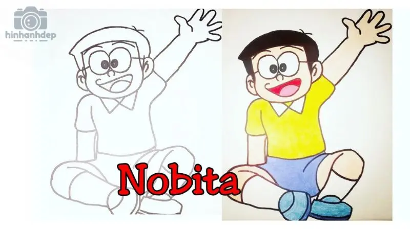 Tranh tô màu nobita đáng yêu cho bé thỏa sức sáng tạo