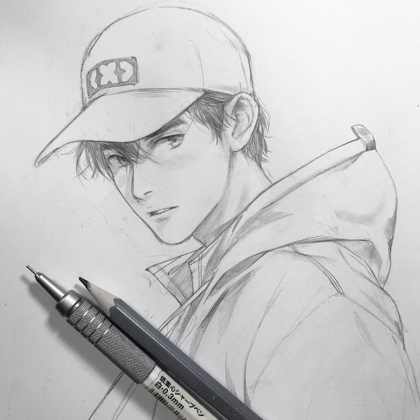 Ảnh anime vẽ bằng bút chì cho nam 13
