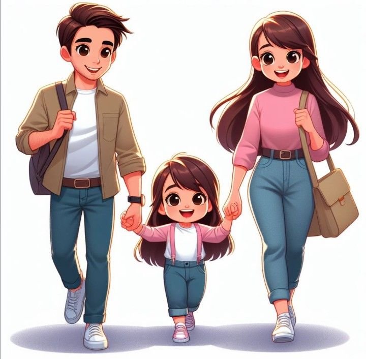 ảnh chibi hoạt hình gia đình hạnh phúc 3