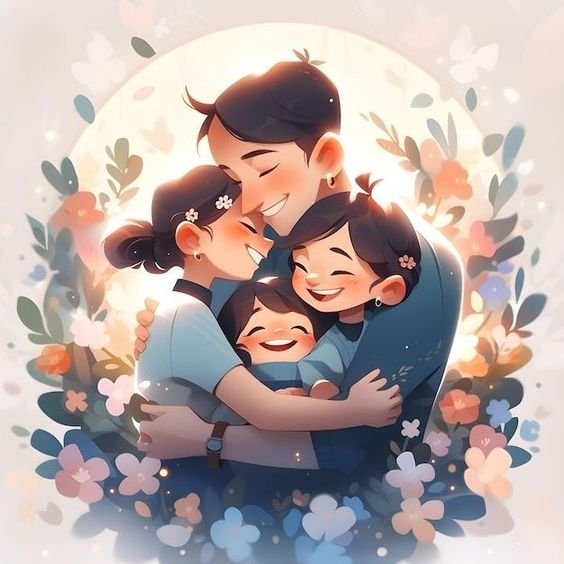 ảnh chibi hoạt hình gia đình hạnh phúc 2