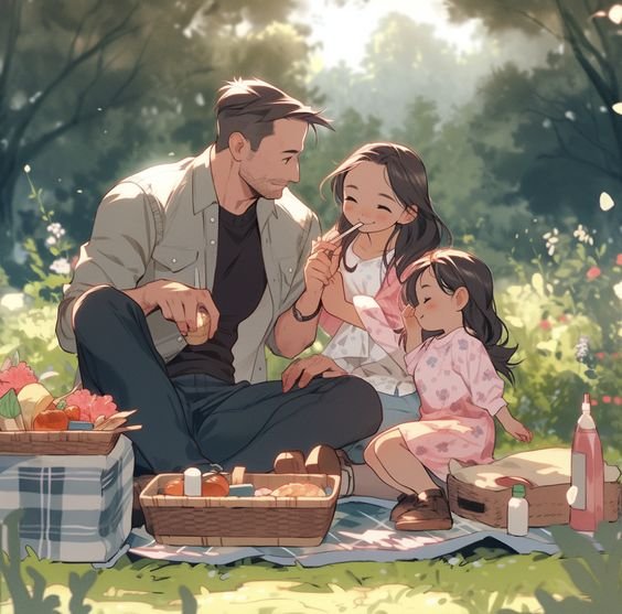 ảnh chibi hoạt hình gia đình hạnh phúc 1