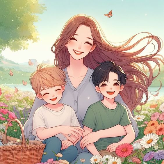 ảnh chibi hoạt hình gia đình hạnh phúc 39