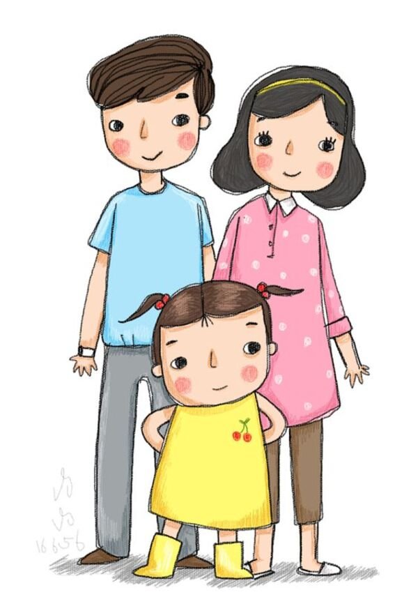 ảnh chibi hoạt hình gia đình hạnh phúc 37