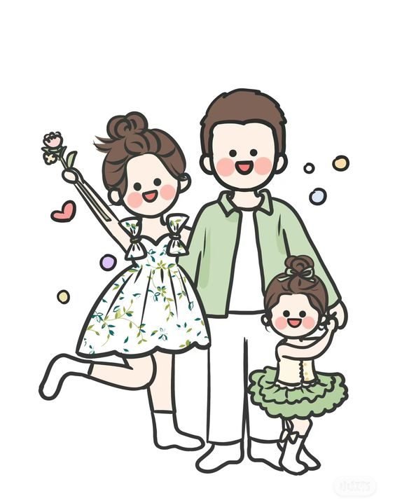 ảnh chibi hoạt hình gia đình hạnh phúc 34