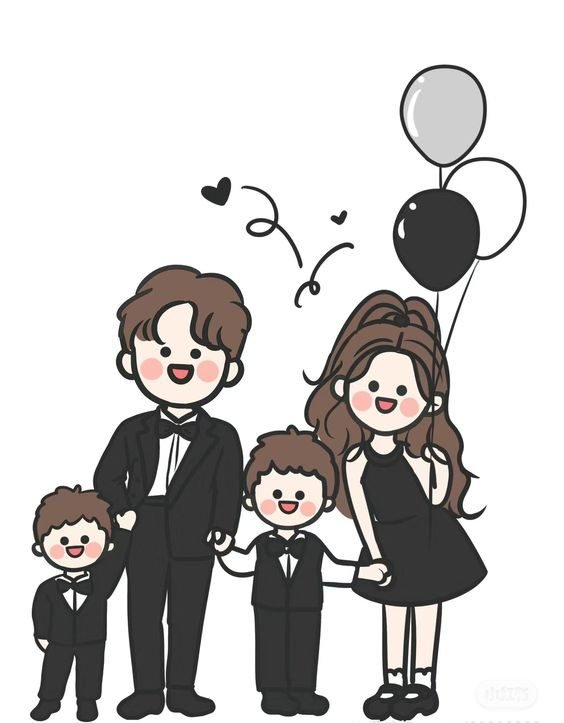 ảnh chibi hoạt hình gia đình hạnh phúc 33
