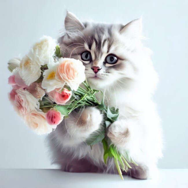 Meme mèo tặng hoa 25