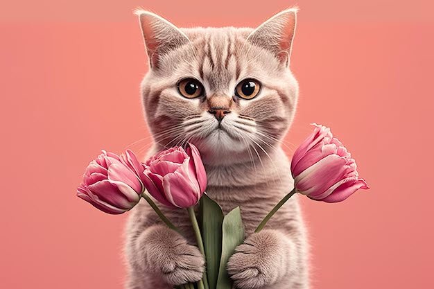 Meme mèo tặng hoa 28