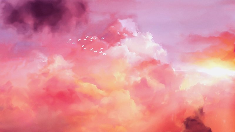 Phong cảnh đám mây màu hồng lãng mạn 14