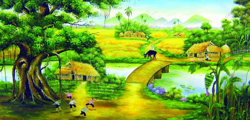 Tranh vẽ phong cảnh làng quê 2