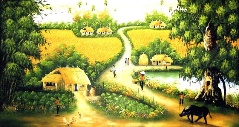 Tranh vẽ phong cảnh làng quê 7