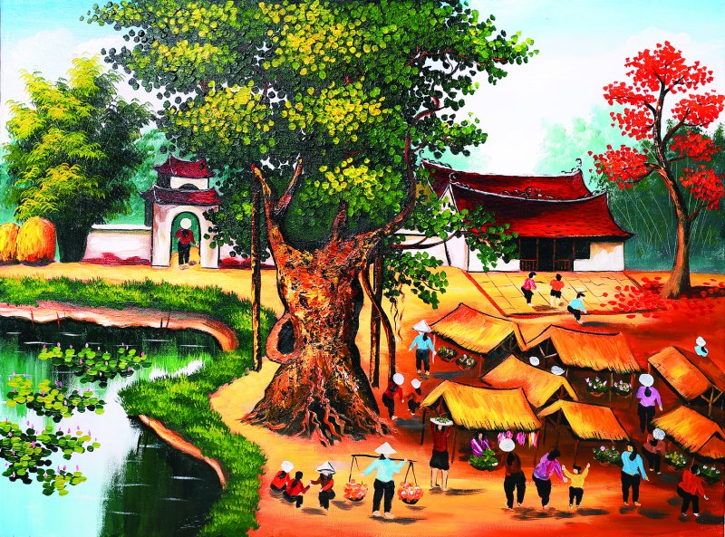 Tranh vẽ phong cảnh làng quê 15