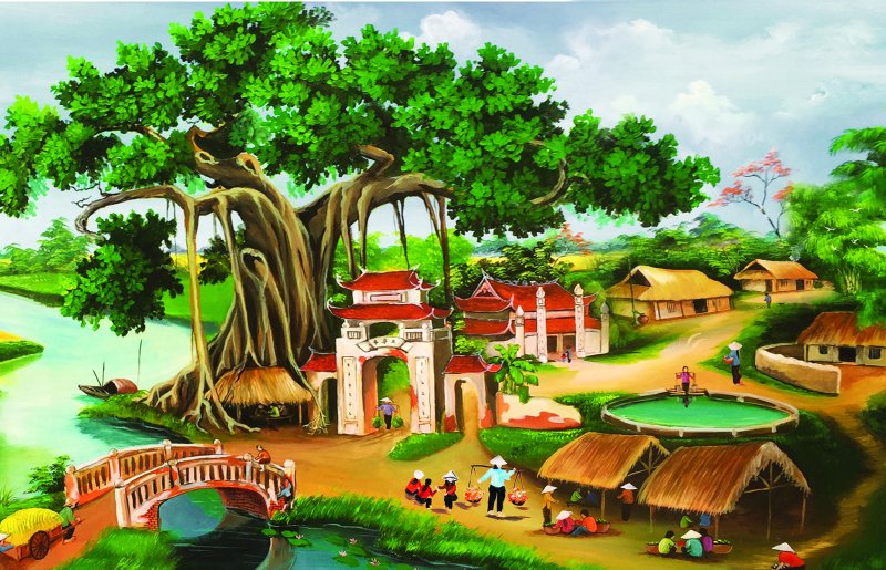 Tranh vẽ phong cảnh làng quê 18