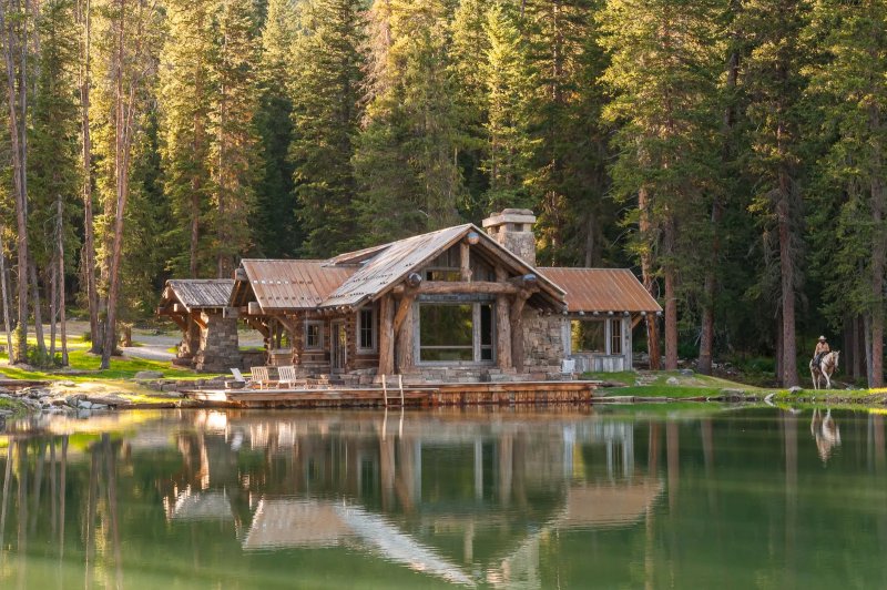 Phong cảnh nhà gỗ ven hồ 4