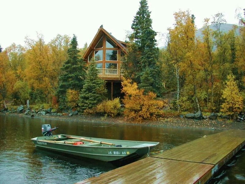 Phong cảnh nhà gỗ ven hồ 10