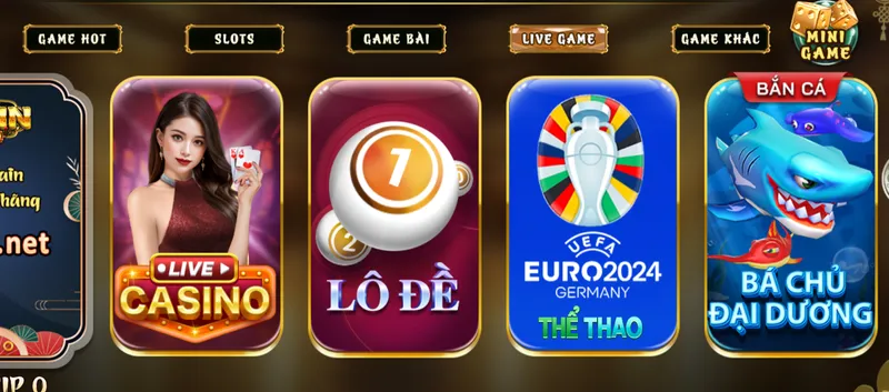 iWin Club có nhiều trò chơi hấp dẫn: Live Casino, Lô Đề, cá cược Thể Thao,...